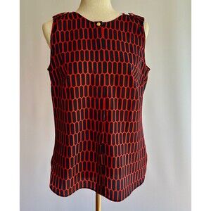 MICHAEL Michael Kors navy and red geometric print sleeveless top size 6